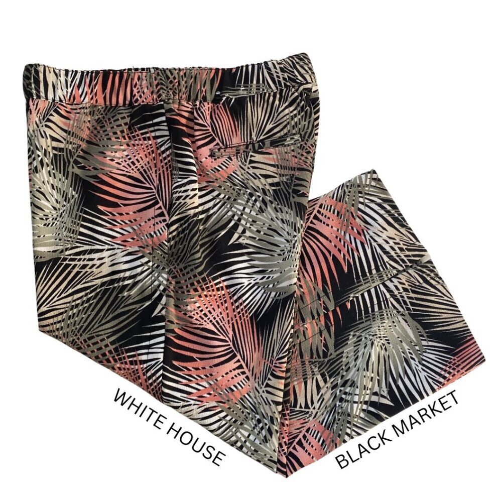 White House Black Market Tropical Print Wide Leg Crop Pants, Size 10 #236